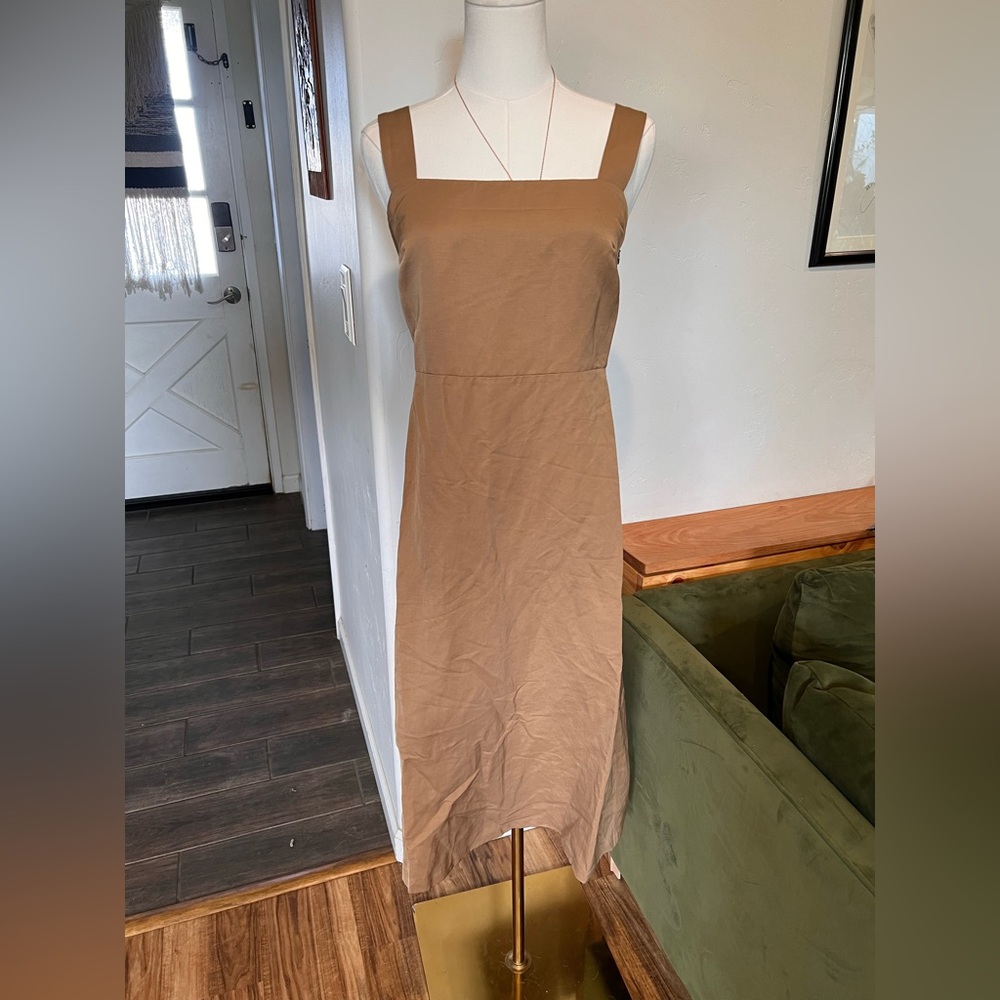Theory Camel Sleeveless Midi Dress